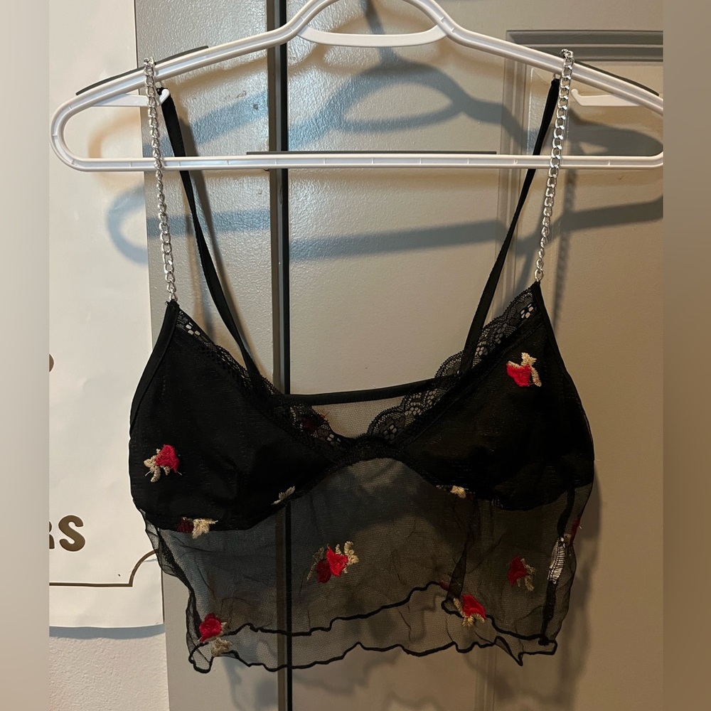 Black sheer crop top